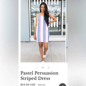 Adeline Clothing Pastel Persuasion Striped Dress NWT